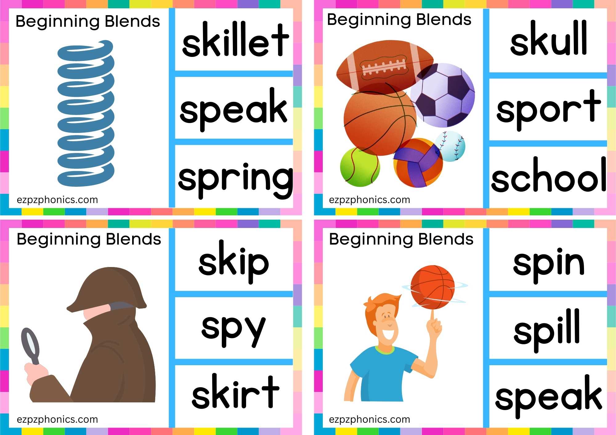 SP Beginning Blends Clip Cards Look At The Image And Clip The Correct Word Set 2